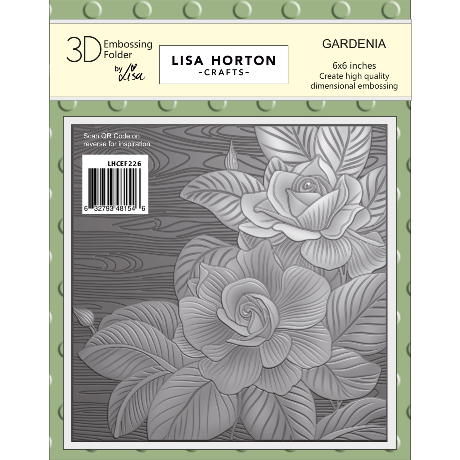 Lisa Horton Crafts Gardenia 6" x 6" 3D Embossing Folder