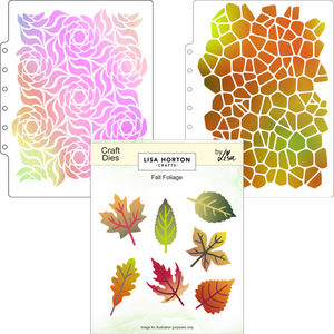 Fall Foliage Die Set with A5 Wavy Blooms and A5 Pebbles Stencils