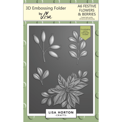 Lisa Horton Crafts Festive Flowers & Berries A6 3D Embossing Folder with Die