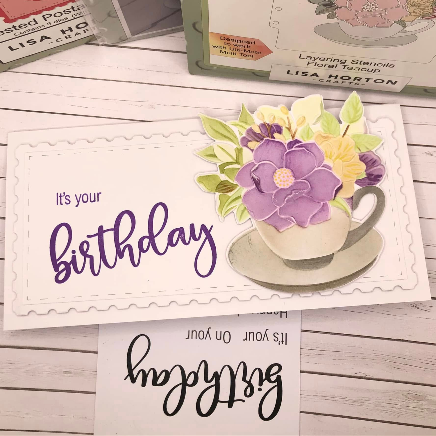 Lisa Horton Crafts Floral Teacup 5" x 7" Layering Stencils