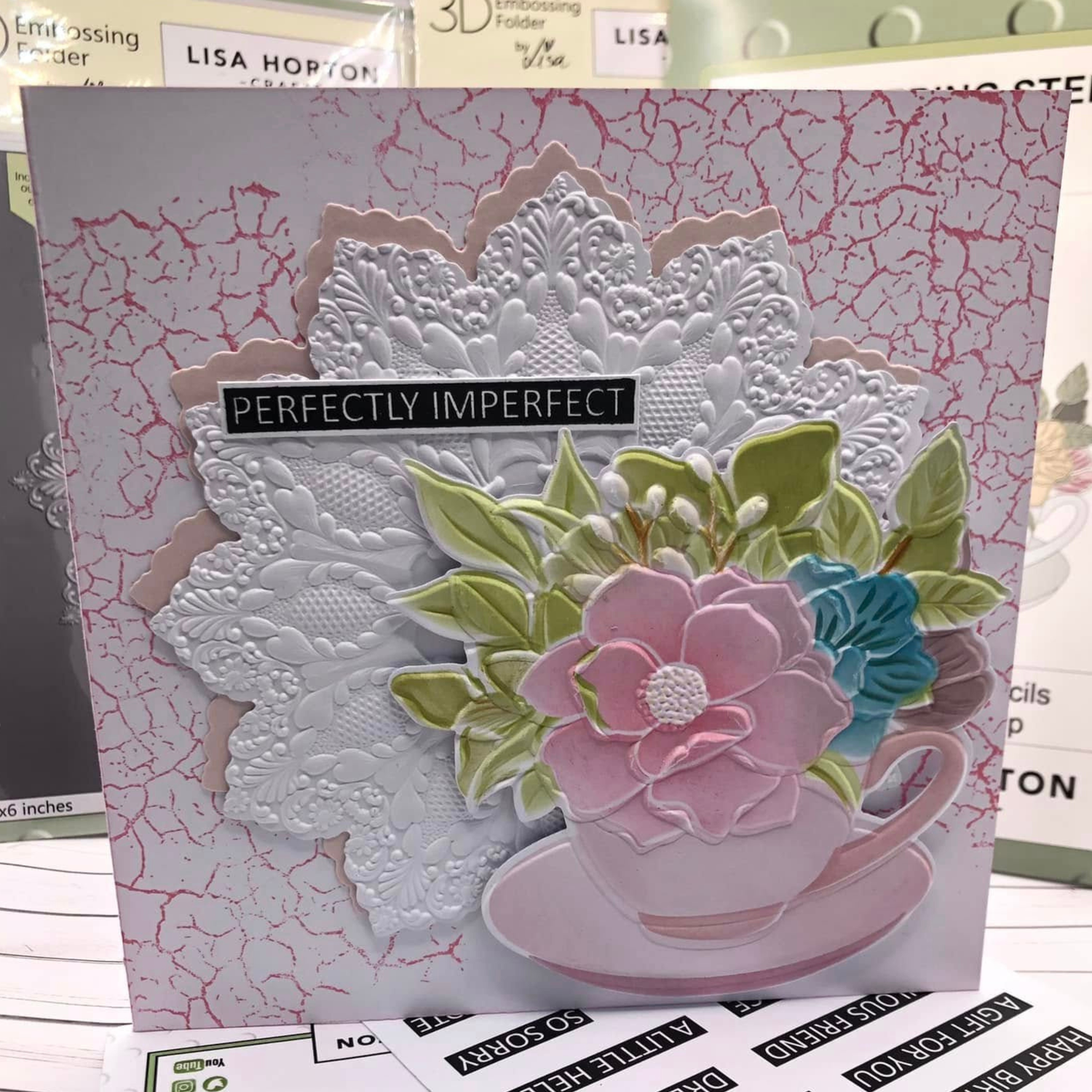 Lisa Horton Crafts Floral Teacup 5" x 7" Layering Stencils