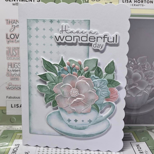 Lisa Horton Crafts Floral Teacup 5" x 7" Layering Stencils