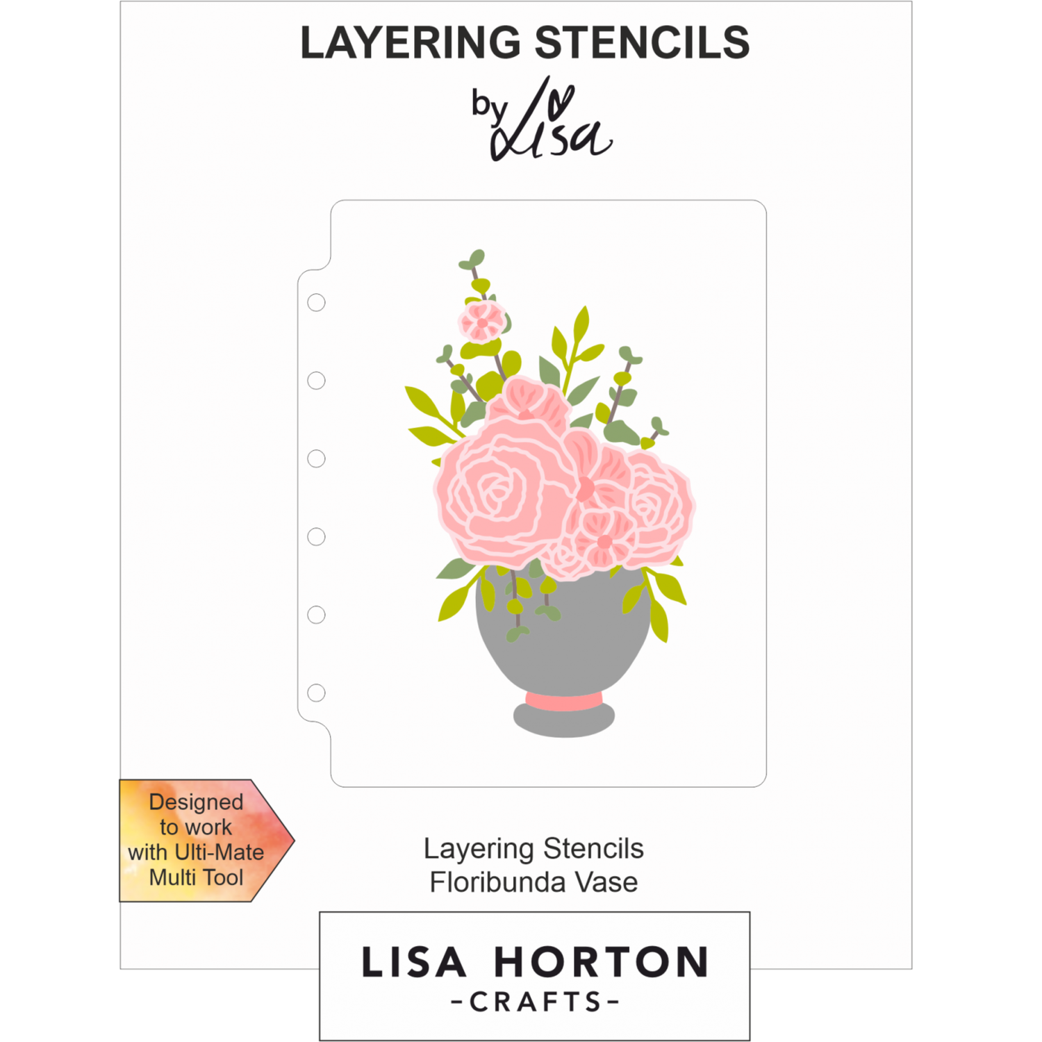 Lisa Horton Crafts Floribunda Vase A6 Layering Stencils