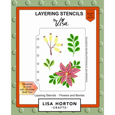 Lisa Horton Crafts Festive Flowers & Berries A6 Layering Stencils