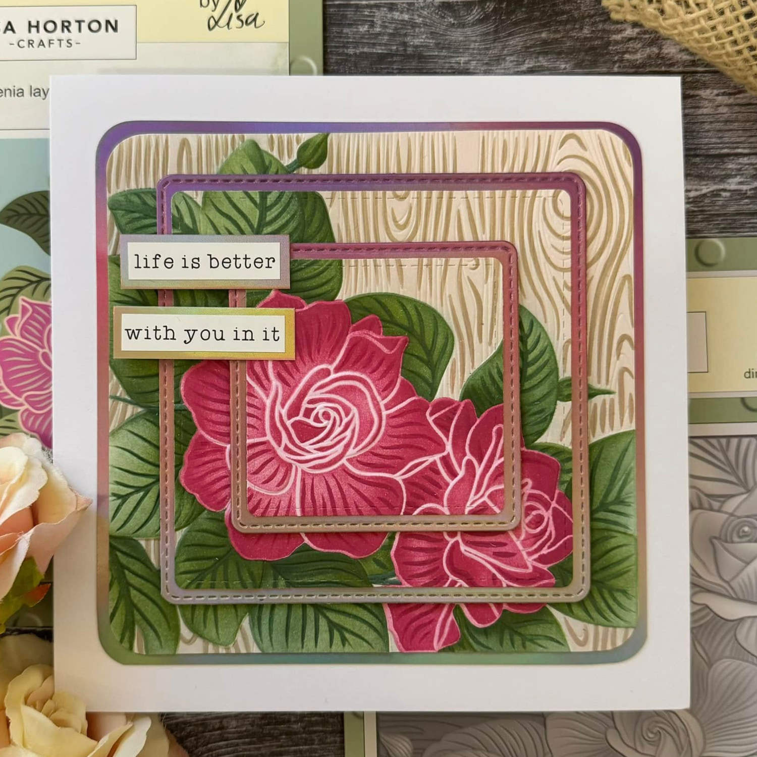 Lisa Horton Crafts Gardenia 6" x 6" 3D Embossing Folder