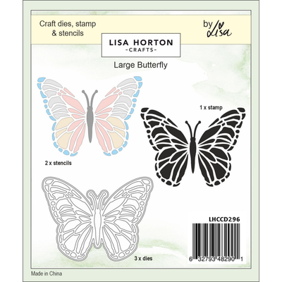 Lisa Horton Crafts Large Butterfly Die, Stencil and Stamp Companion Set