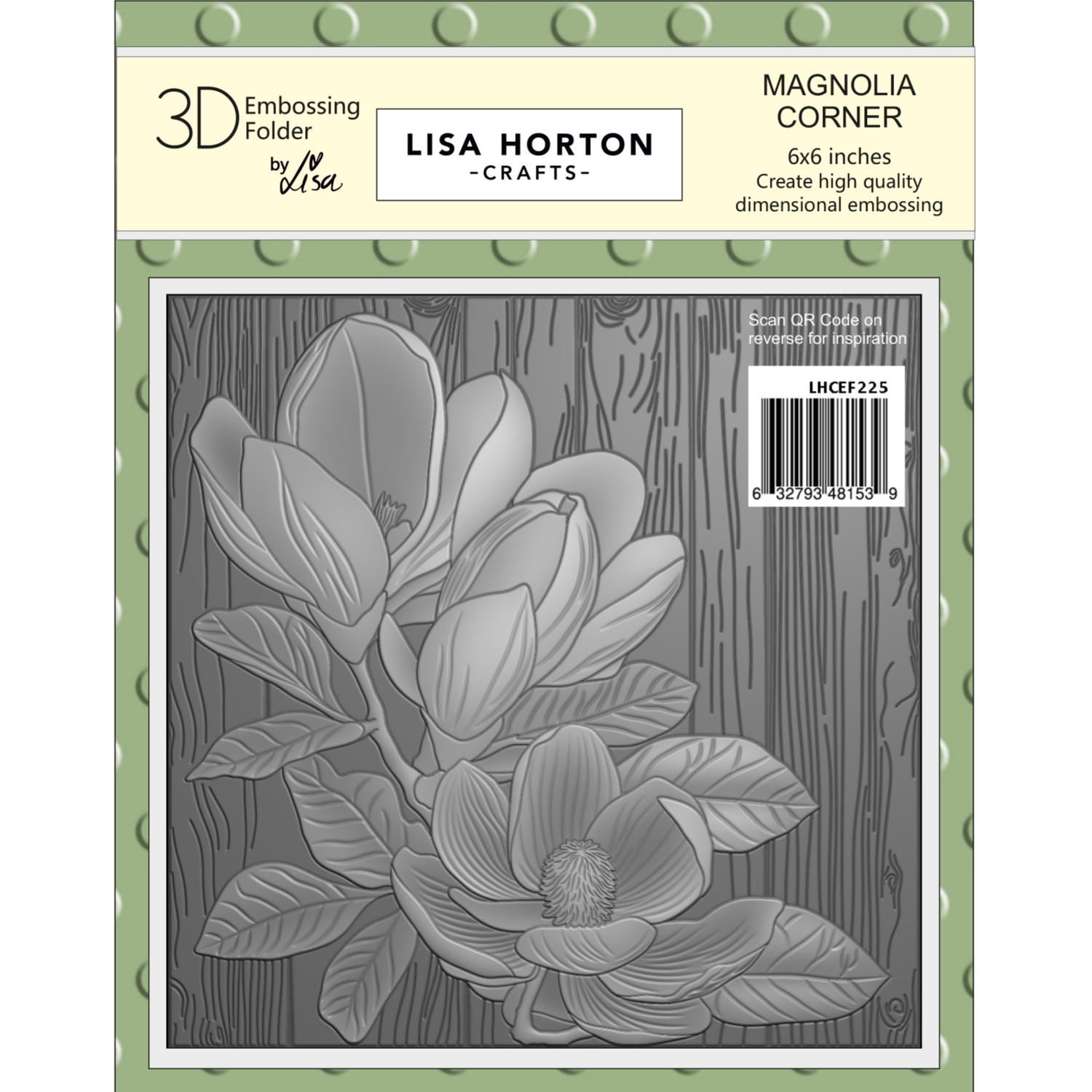 Lisa Horton Crafts Magnolia Corner 6" x 6" 3D Embossing Folder