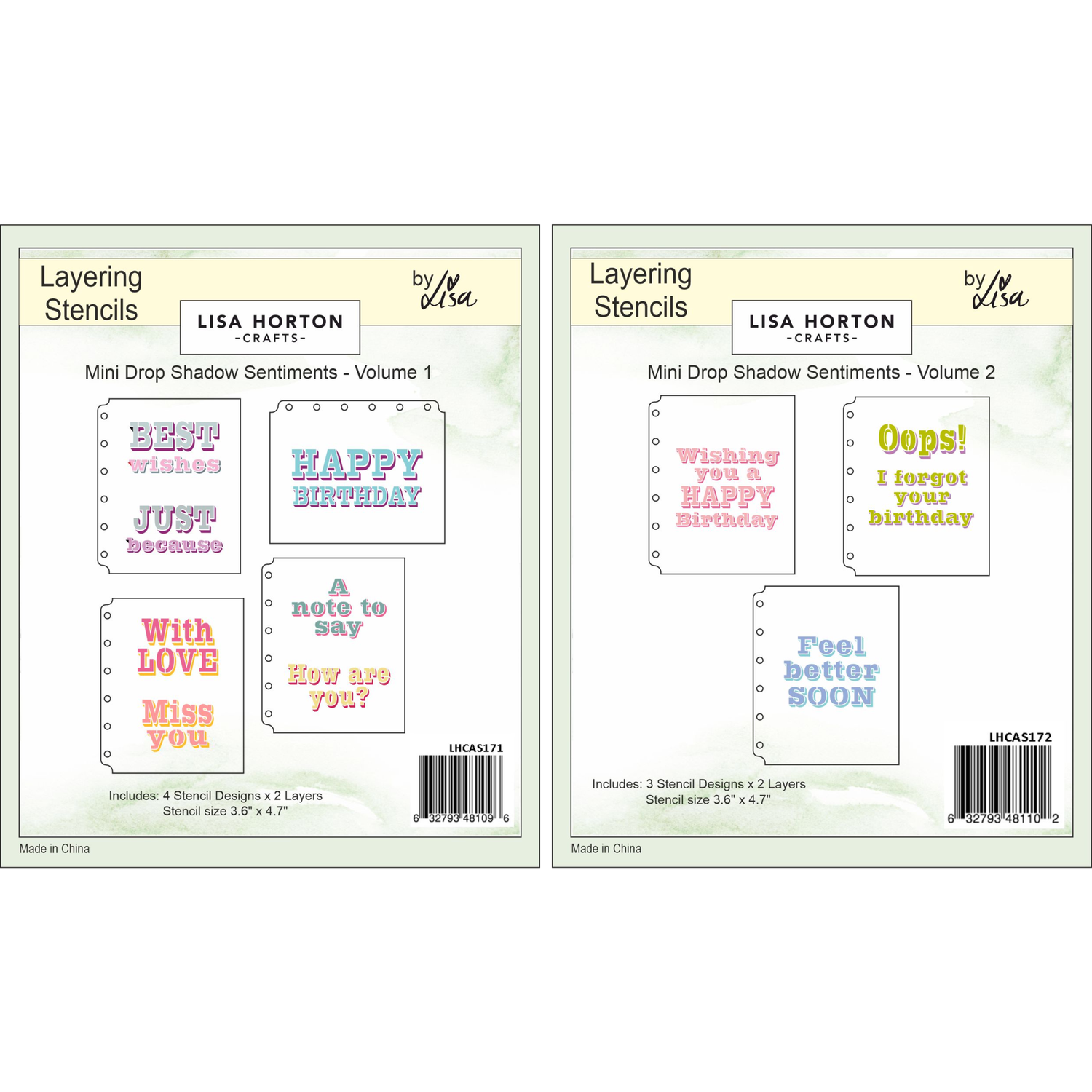 Lisa Horton Crafts Mini Drop Shadow Sentiments - Volume 1 and 2