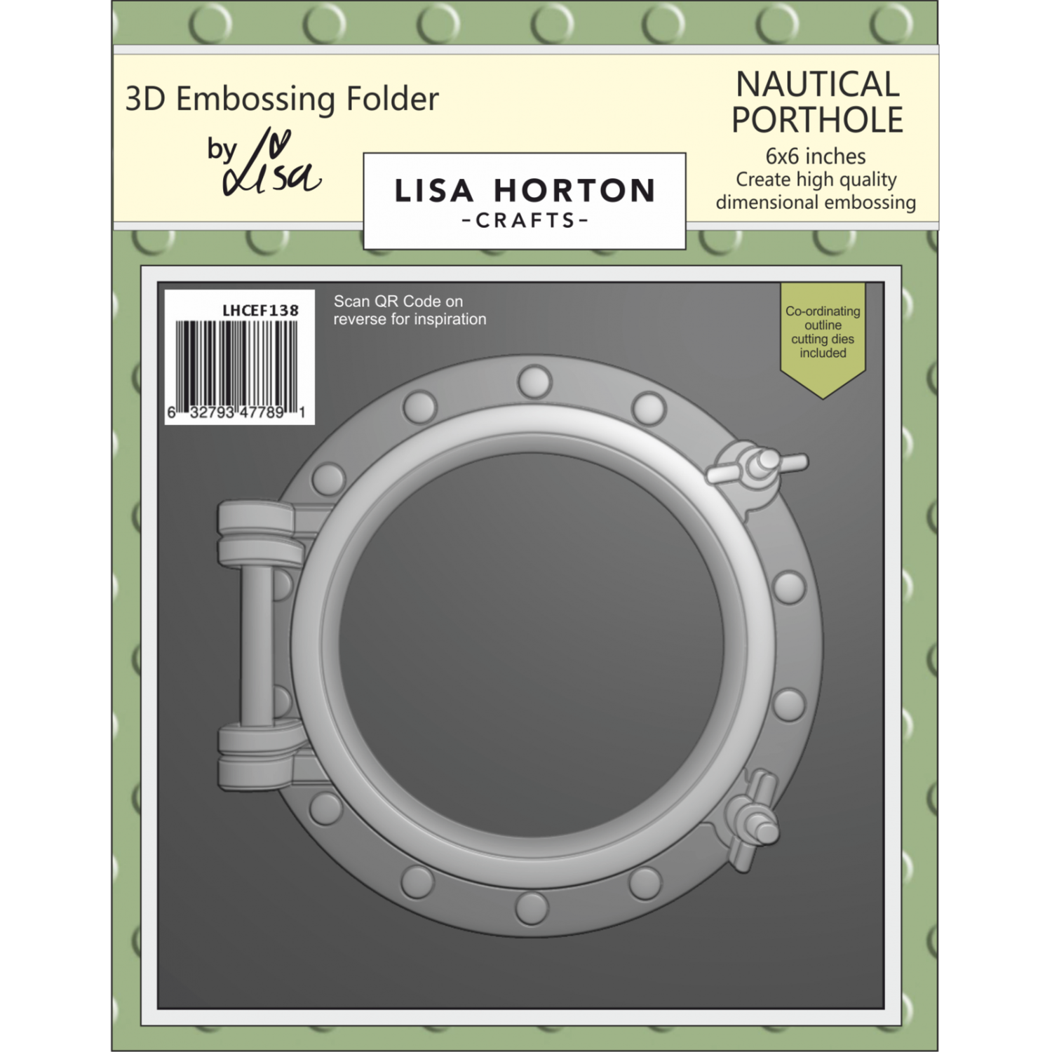 Lisa Horton Crafts Nautical Porthole 6" x 6" 3D Embossing Folder
