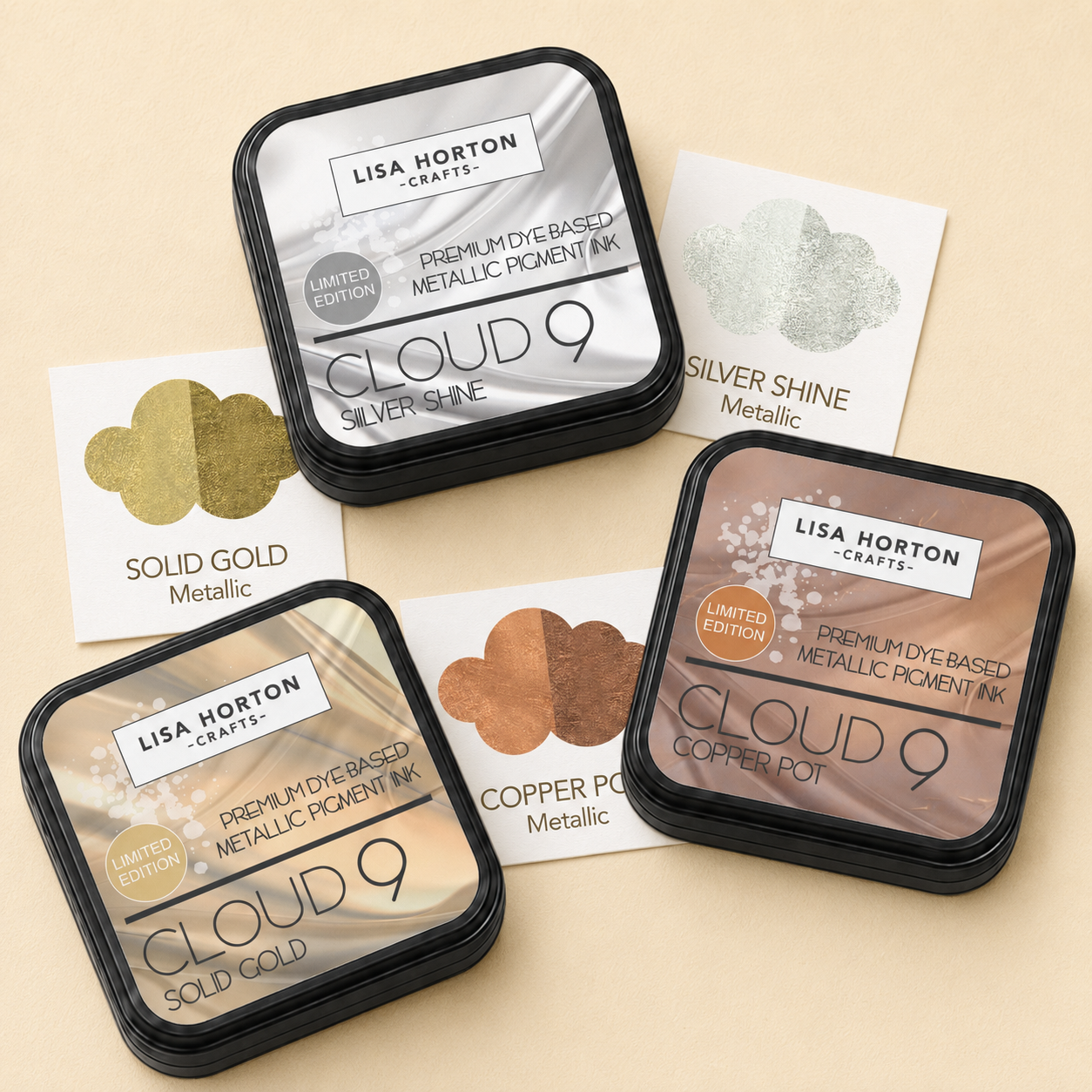 Set of 3 Limited Edition Metallic Ink Pads - Gold, Silver and Copper