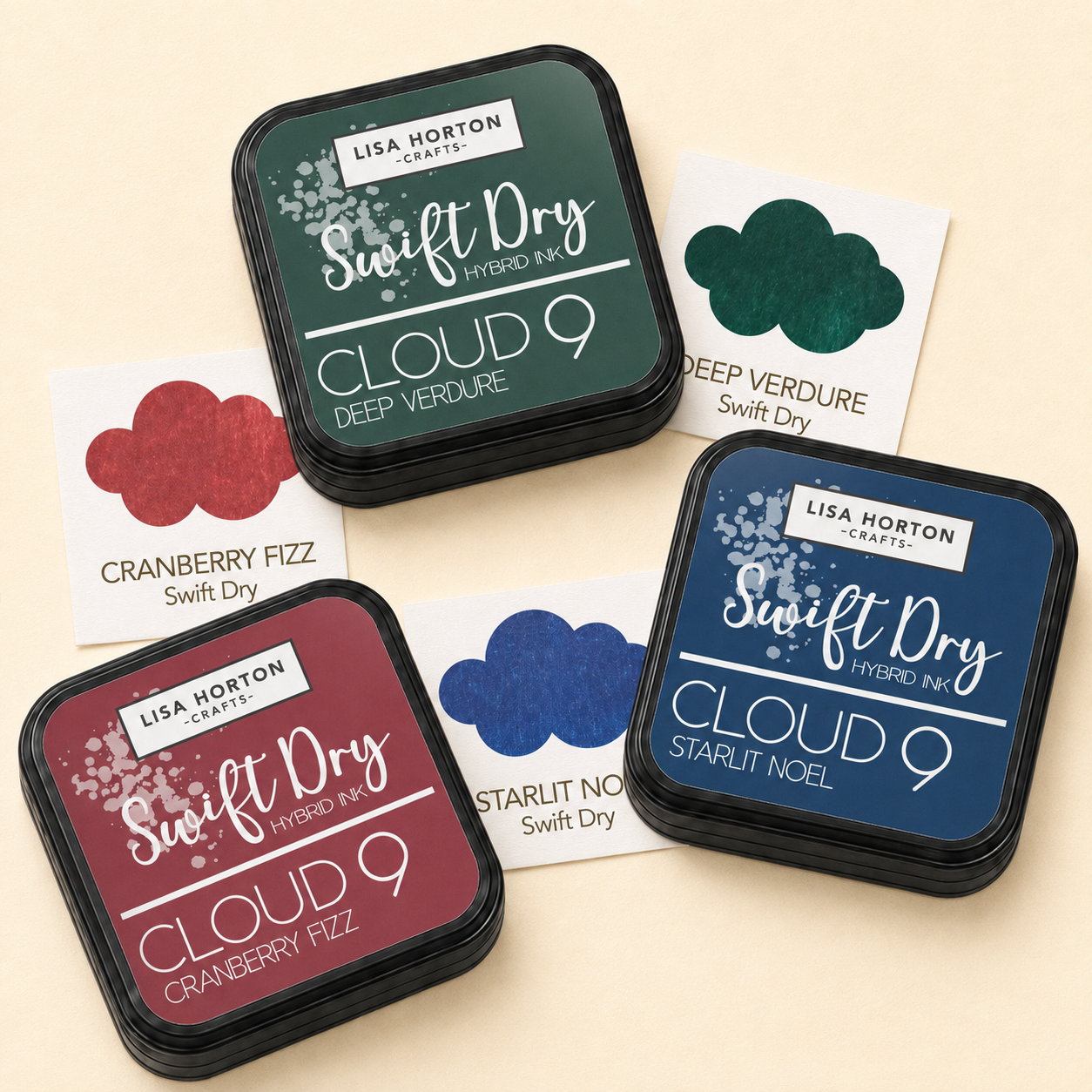 Swift Dry Hybrid Ink Pad Trio - Starlit Noel, Cranberry Fizz & Deep Verdure