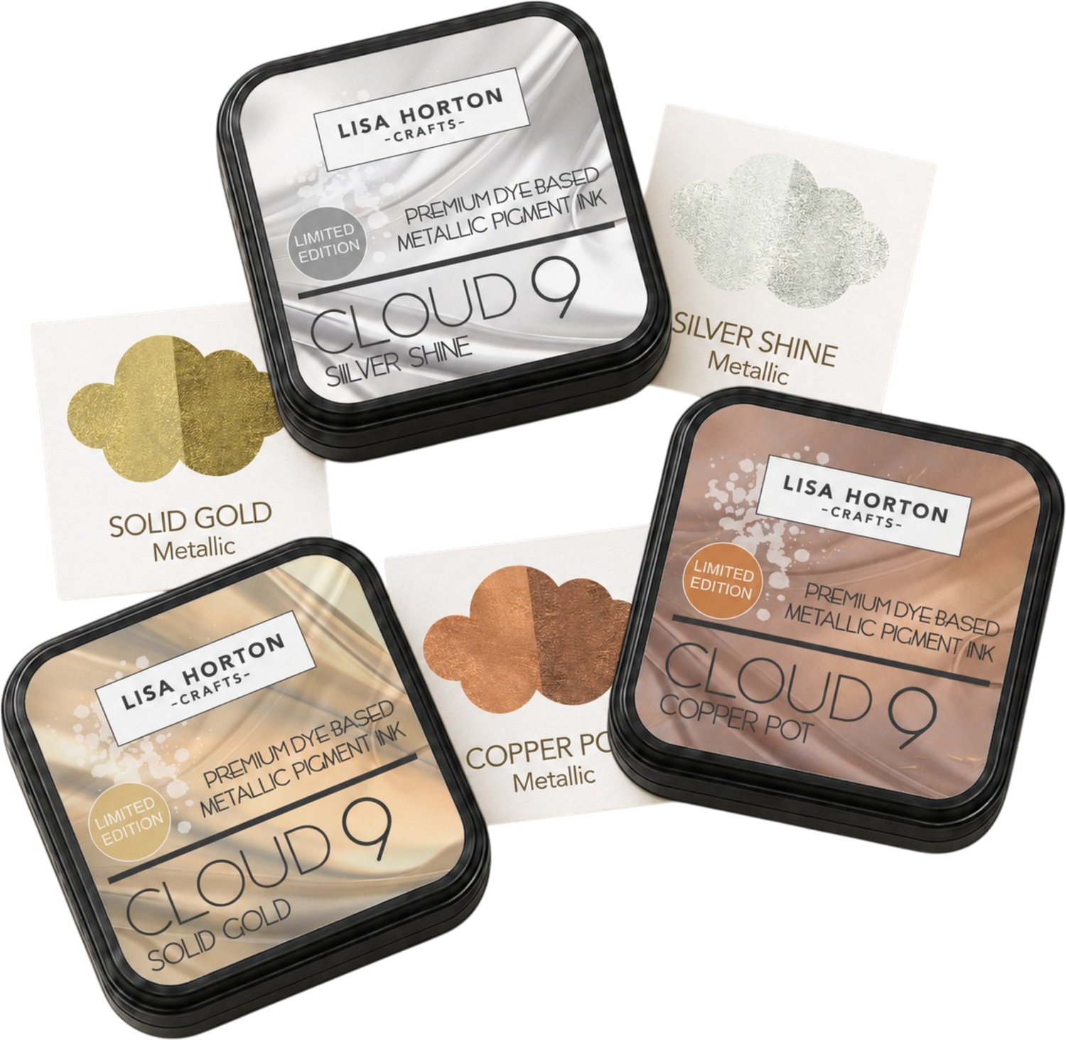 Set of 3 Limited Edition Metallic Ink Pads - Gold, Silver and Copper