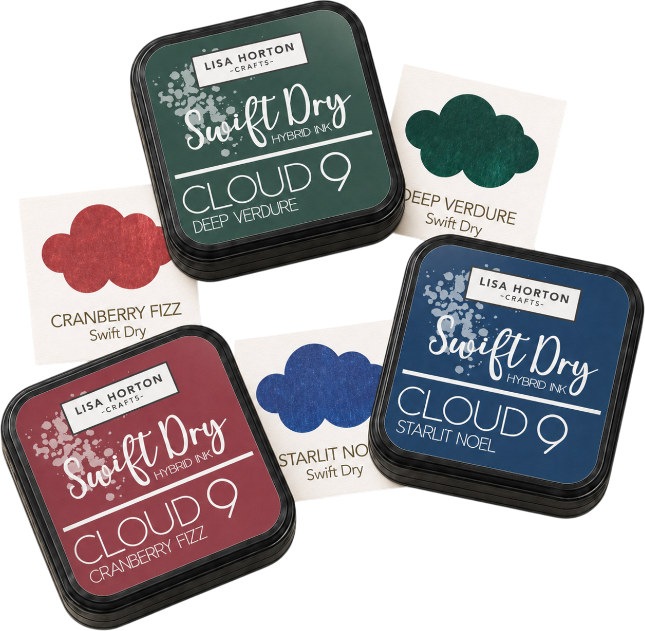 Swift Dry Hybrid Ink Pad Trio - Starlit Noel, Cranberry Fizz & Deep Verdure