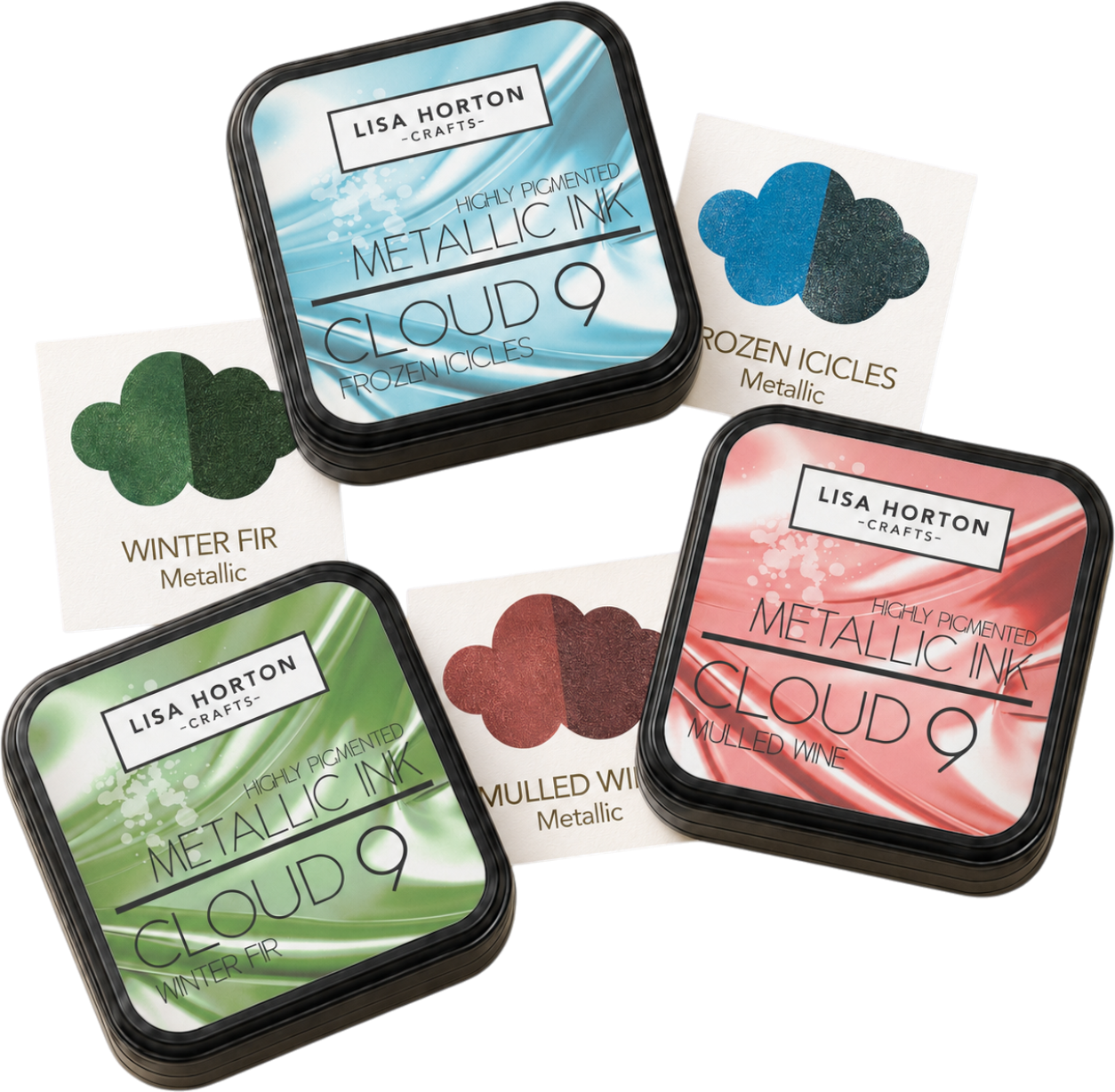 Metallic Ink Pad Trio - Frozen Icicles, Winter Fir & Mulled Wine