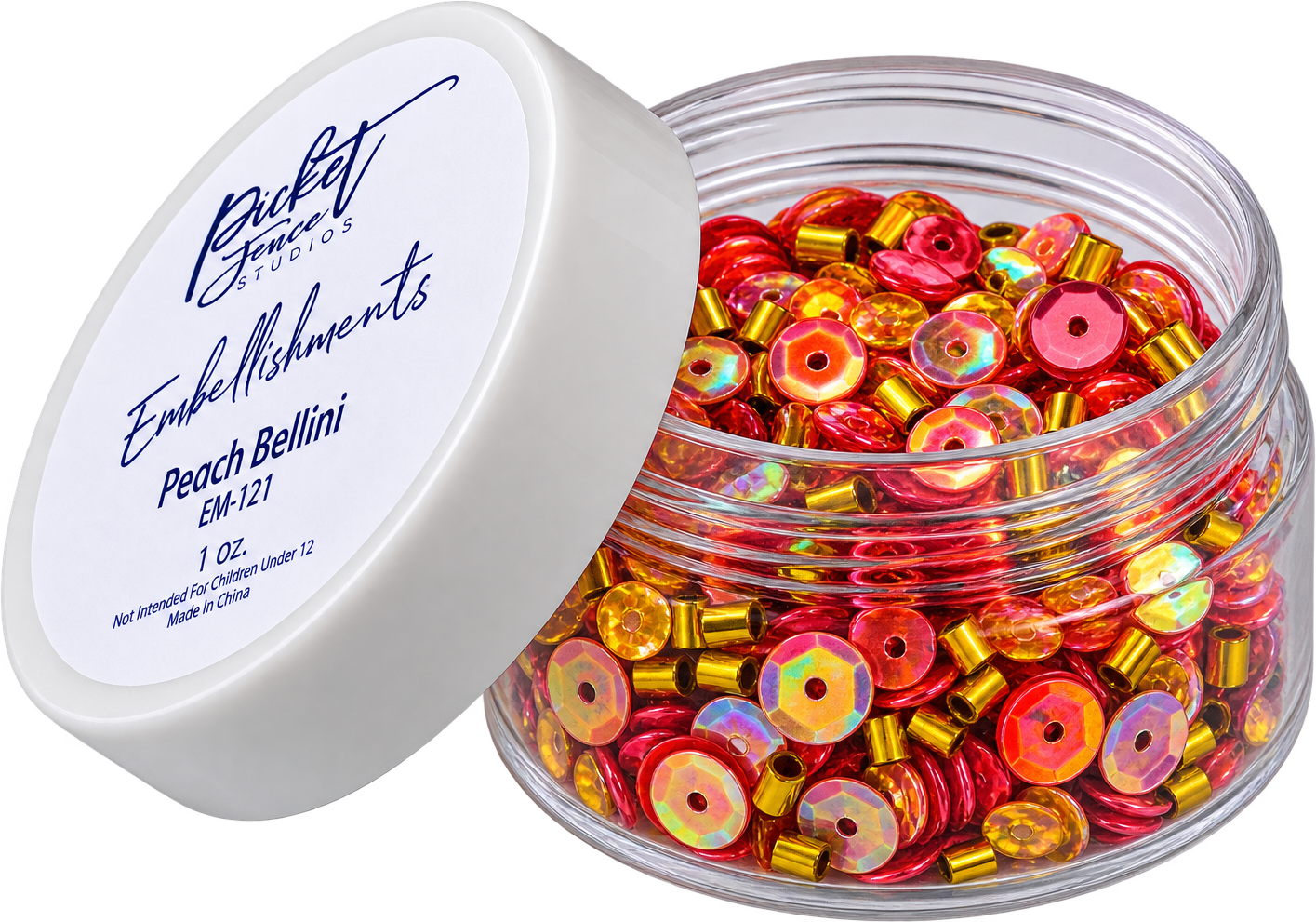 Picket Fence Studios 1 oz Embellishment Jar - Peach Bellini