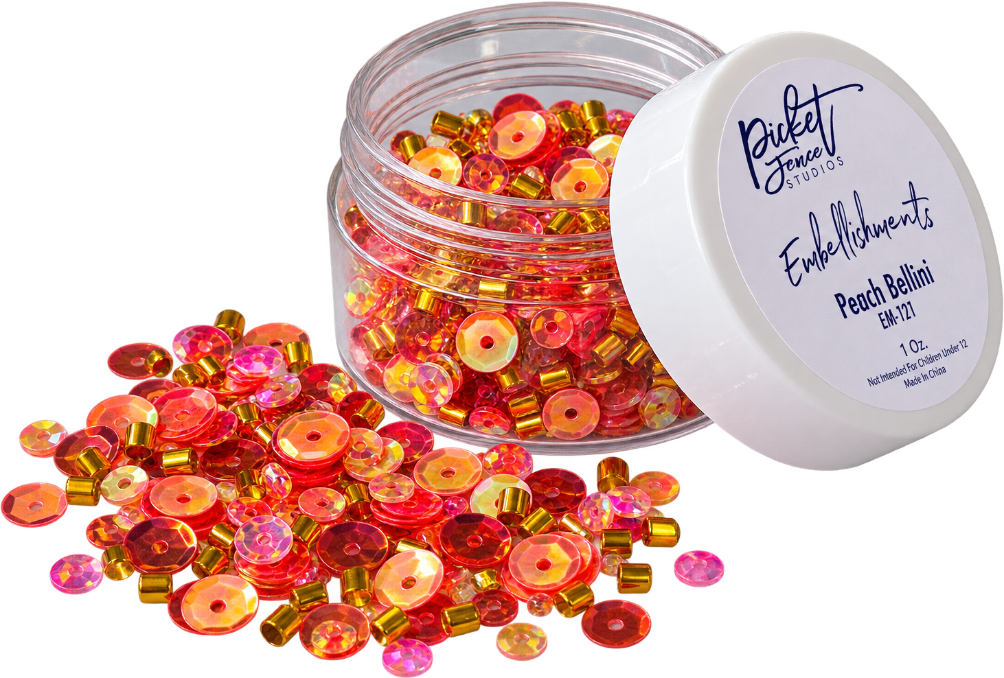 Picket Fence Studios 1 oz Embellishment Jar - Peach Bellini