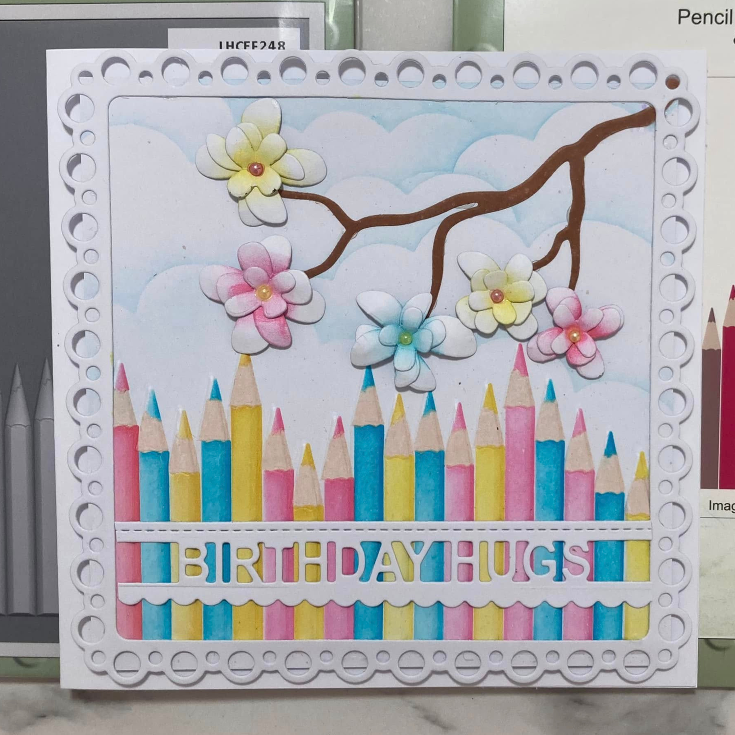 Lisa Horton Crafts Pencil Crayons 6" x 6" Layering Stencils and Die