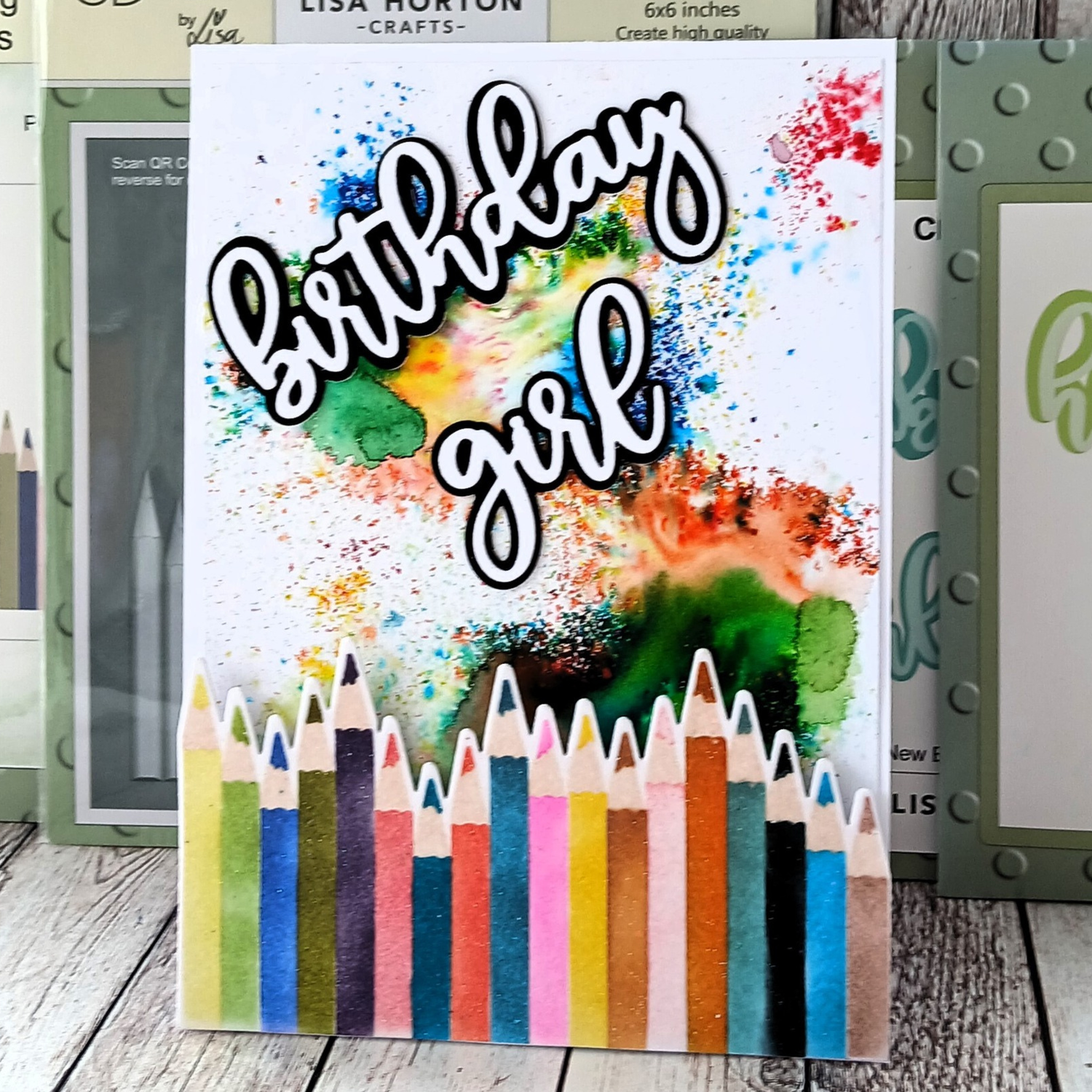 Lisa Horton Crafts Pencil Crayons 6" x 6" Layering Stencils and Die