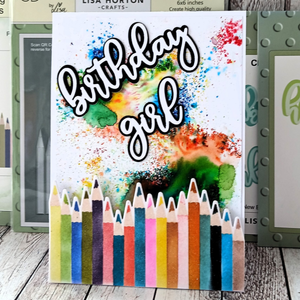 Lisa Horton Crafts Pencil Crayons 6" x 6" Layering Stencils and Die