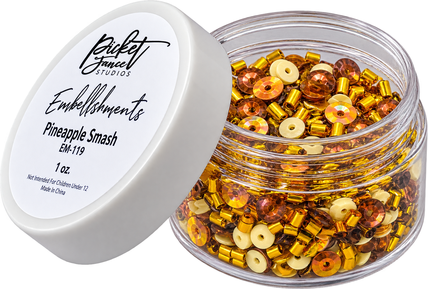 Picket Fence Studios 1 oz Embellishment Jar - Pineapple Smash