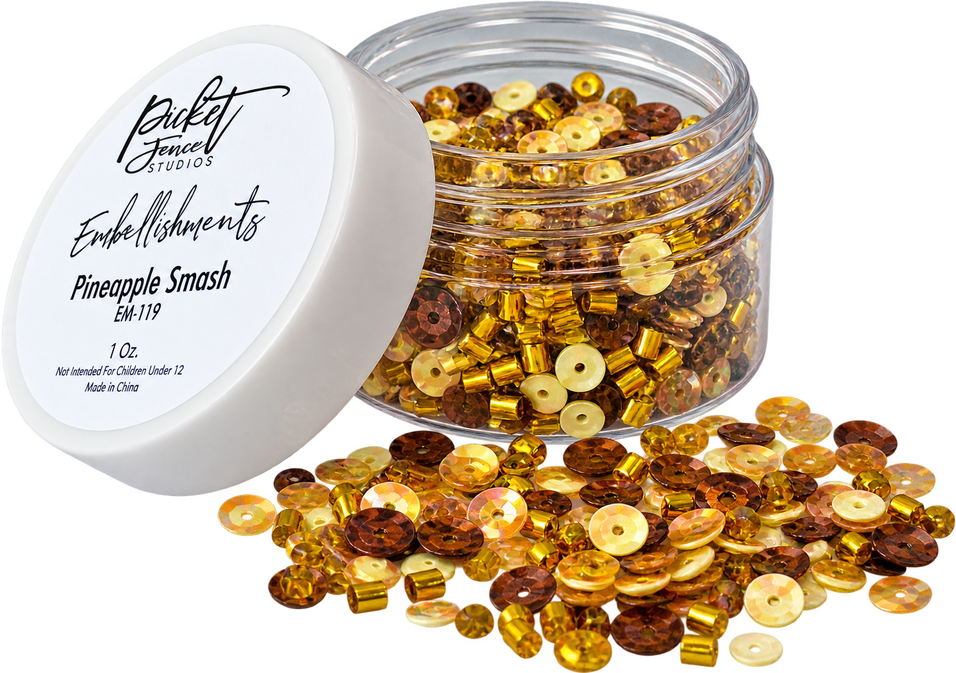 Picket Fence Studios 1 oz Embellishment Jar - Pineapple Smash