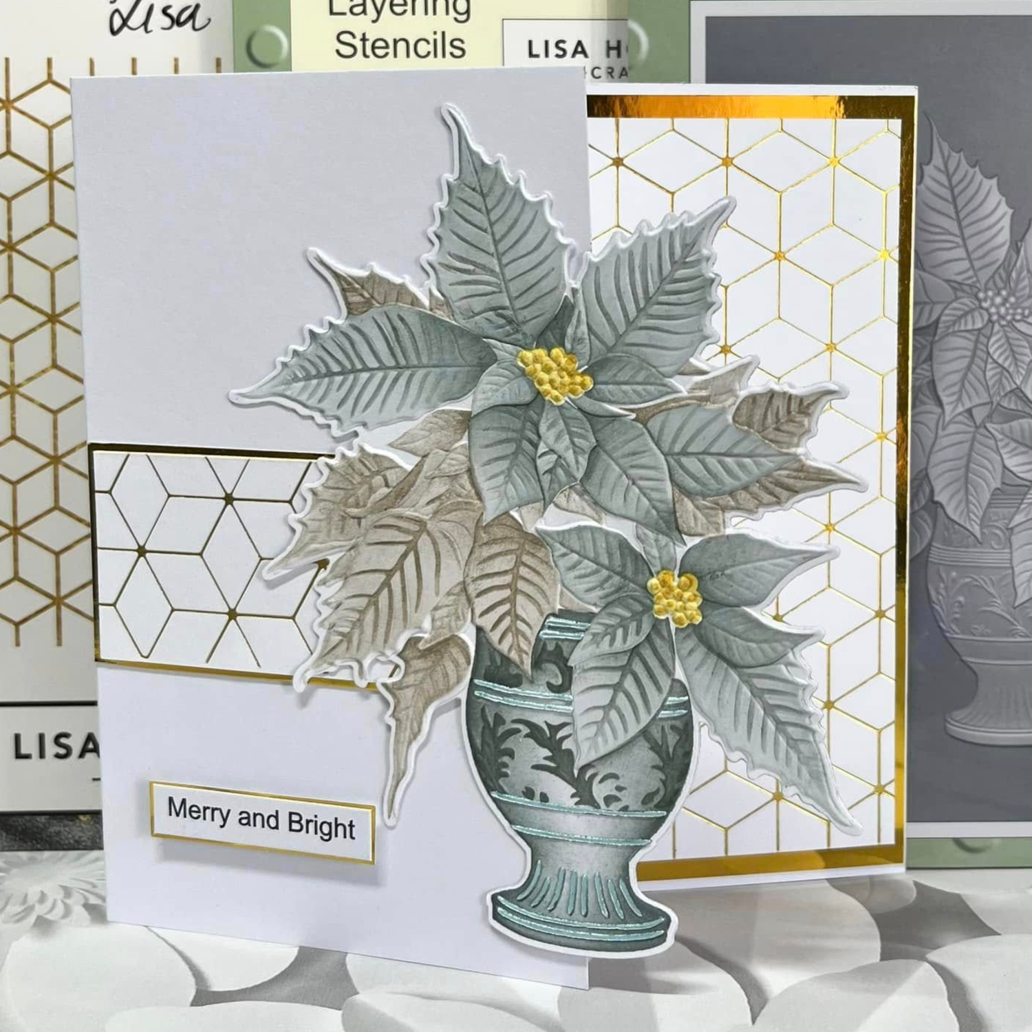 Lisa Horton Crafts Potted Poinsettia 5" x 7" Layering Stencils with Die