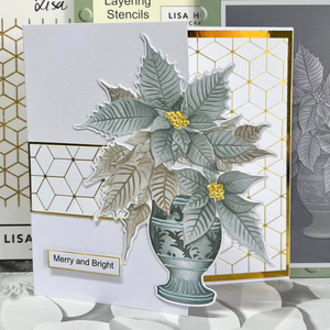 Lisa Horton Crafts Potted Poinsettia 5" x 7" Layering Stencils with Die