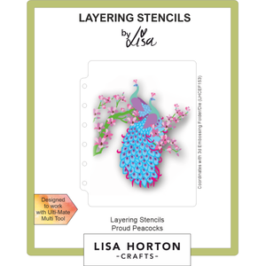 Lisa Horton Crafts Proud Peacocks A6 Layering Stencils