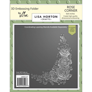 Lisa Horton Crafts Rose Corner 6" x 6" 3D Embossing Folder with Die