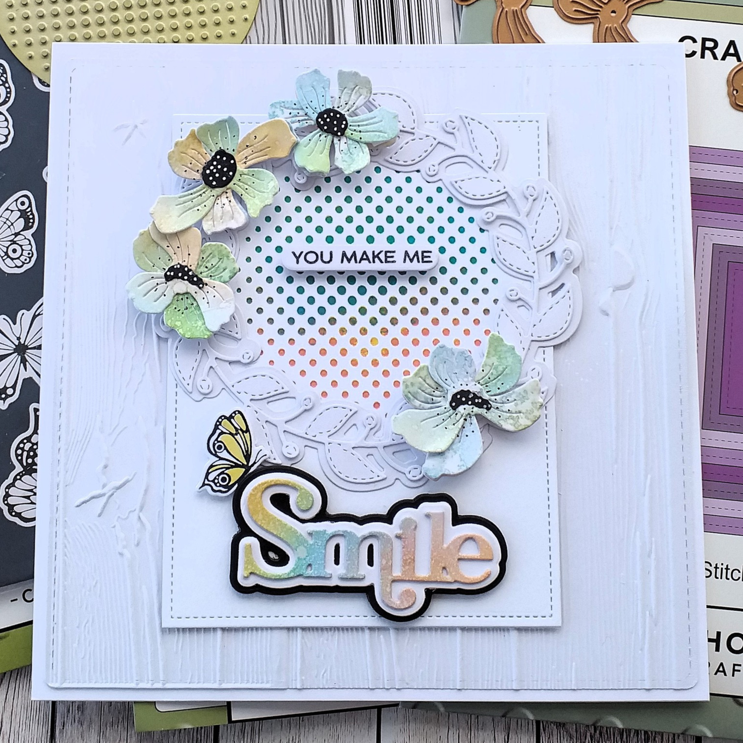 Spellbinders x Lisa Horton Crafts  Spotlight Frames and Florals - You Make Me Smile Stamp & Die Set