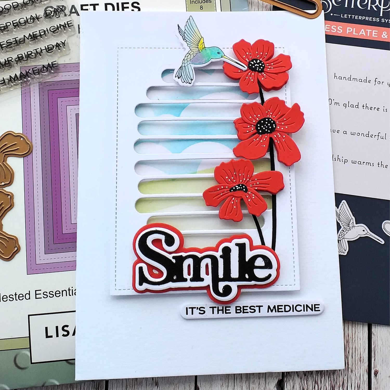 Spellbinders x Lisa Horton Crafts  Spotlight Frames and Florals - You Make Me Smile Stamp & Die Set