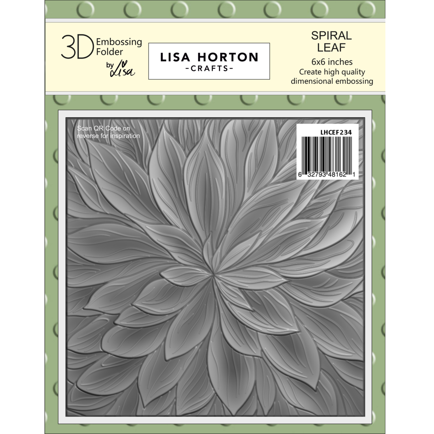 Lisa Horton Crafts Spiral Leaf 6" x 6" 3D Embossing Folder