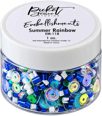 Picket Fence Studios 1 oz Embellishment Jar - Summer Rainbow