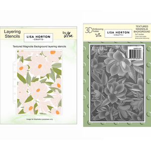 Lisa Horton Crafts Textured Magnolia Background 5" x 7" Embossing Folder and Layering Stencils