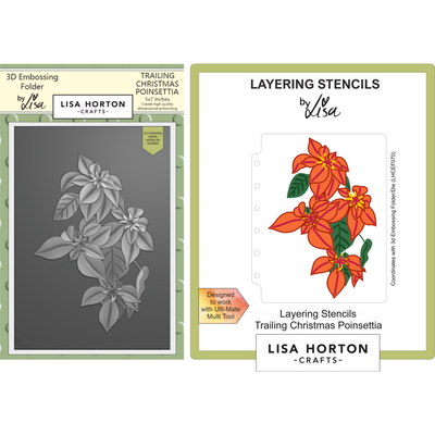 Lisa Horton Crafts Trailing Christmas Poinsettia Embossing Folder, Layering Stencils and Die