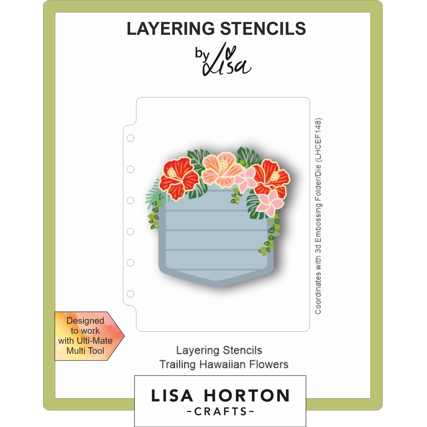 Lisa Horton Crafts Trailing Hawaiian Flowers A6 Layering Stencils
