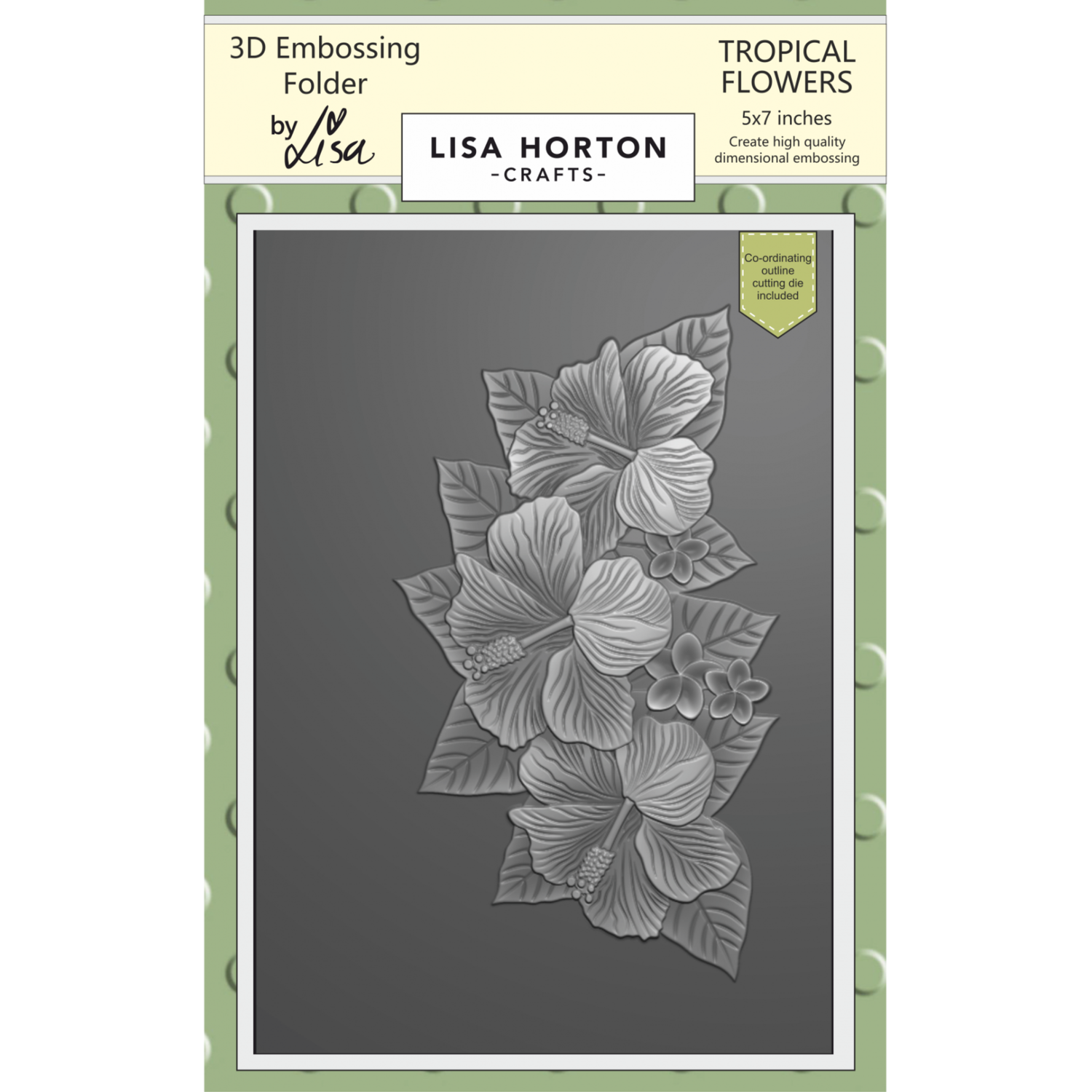 Lisa Horton Crafts Tropical Flowers 5" x 7" 3D Embossing Folder with Die