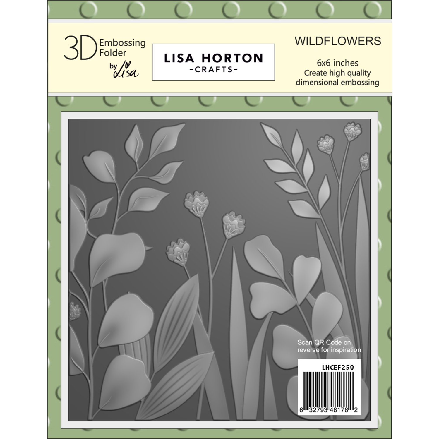 Lisa Horton Crafts Wildflowers 6" x 6" 3D Embossing Folder