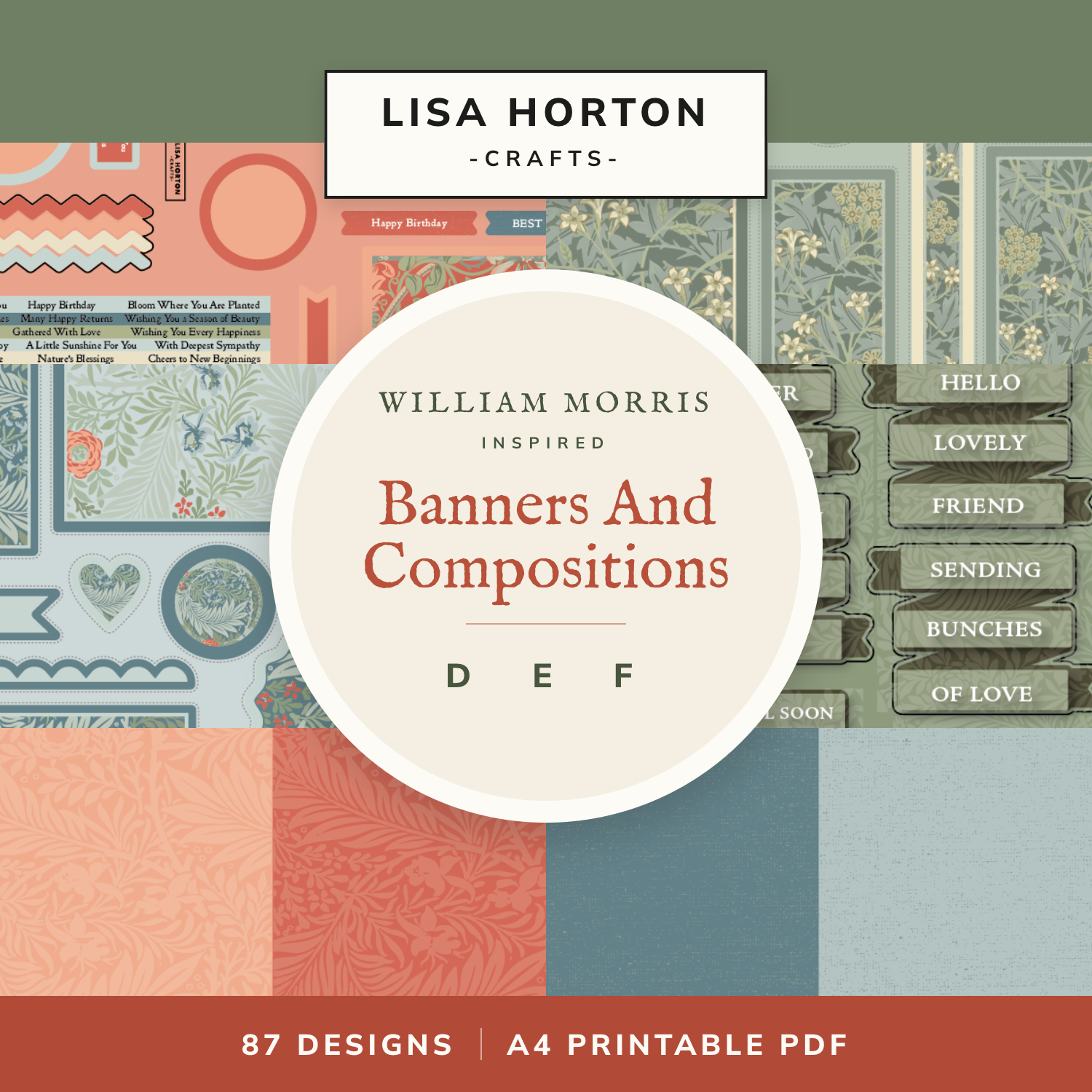 Banners & Compositions William Morris Inspired – 87 Designs