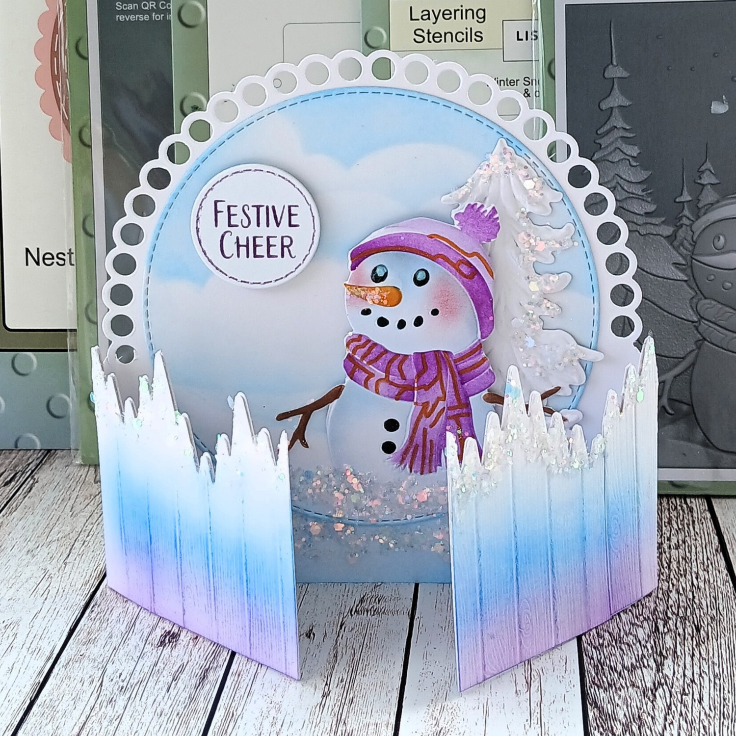 Lisa Horton Crafts Winter Snowman A6 Layering Stencils with Die