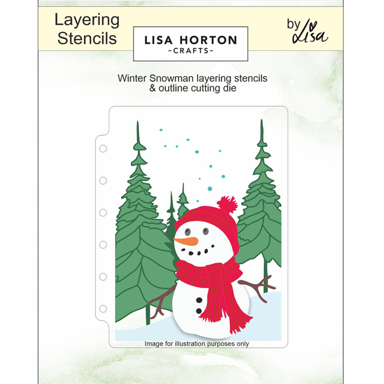 Lisa Horton Crafts Winter Snowman A6 Layering Stencils with Die